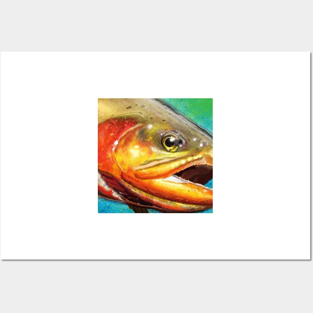 Golden Trout Head Painting Wall Art by fishweardesigns